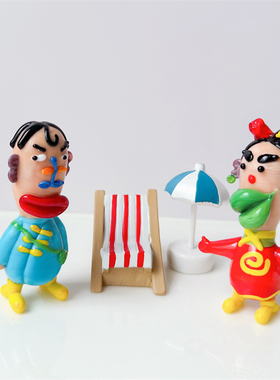 可爱丑萌公仔小摆件搞笑显眼包搞怪淄博琉璃纯手工艺桌面装饰手办