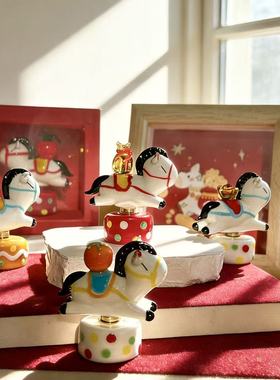 会城琉璃马年旋转木马摆件礼品