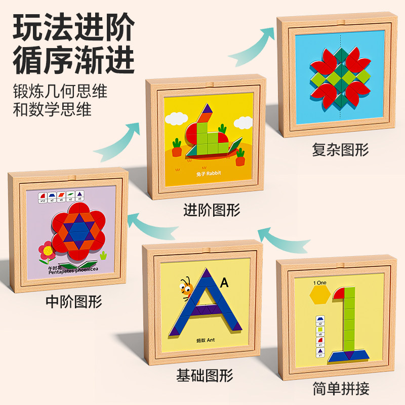 磁力拼图七巧板几何立体积木益智宝专注训练小学生儿童玩具3-12岁,淘宝优惠券,粉丝福利购,淘宝优惠卷