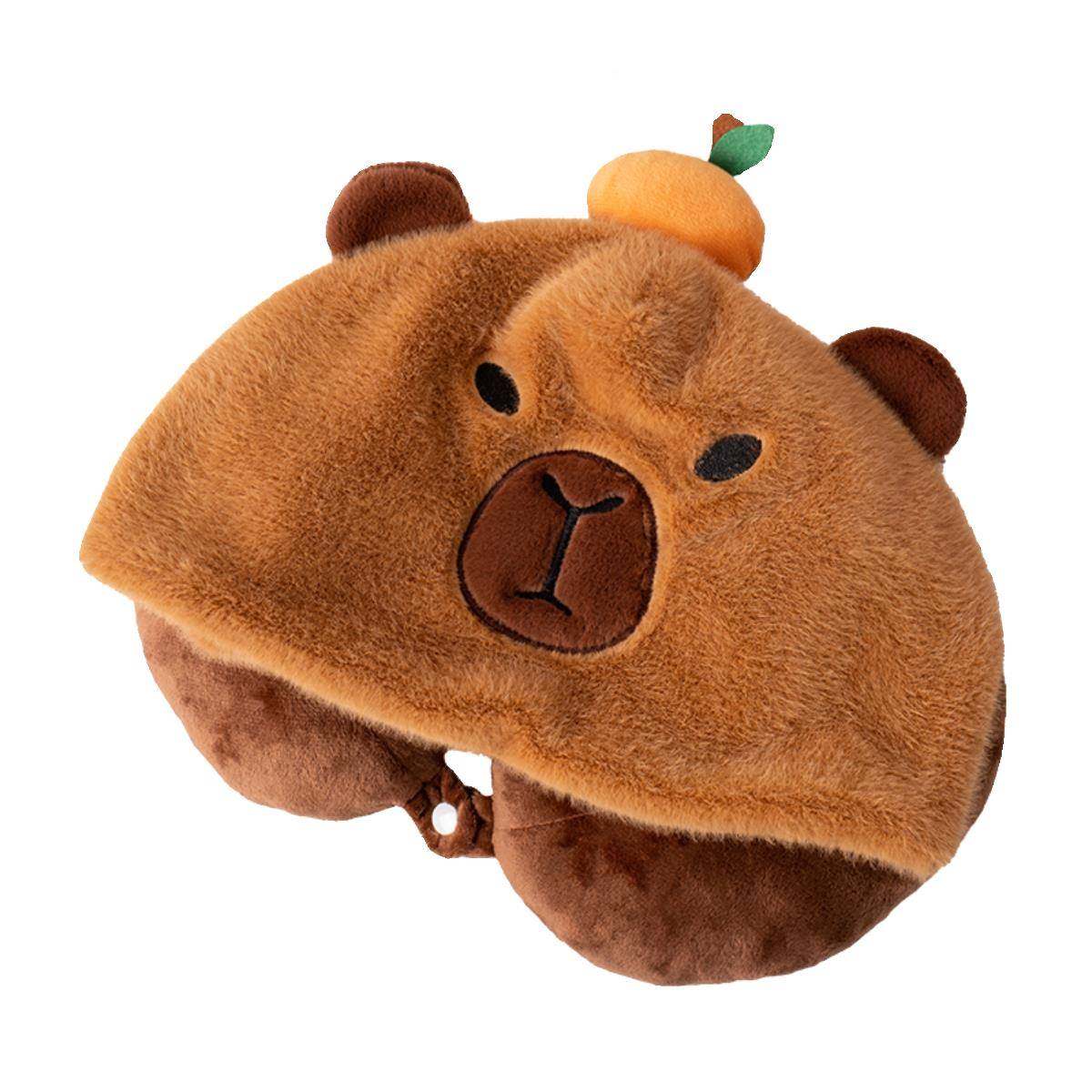 可爱水豚型连yxt23103帽枕卡皮U拉带帽子护枕学生办公巴室午颈睡,淘宝优惠券,粉丝福利购,淘宝优惠卷