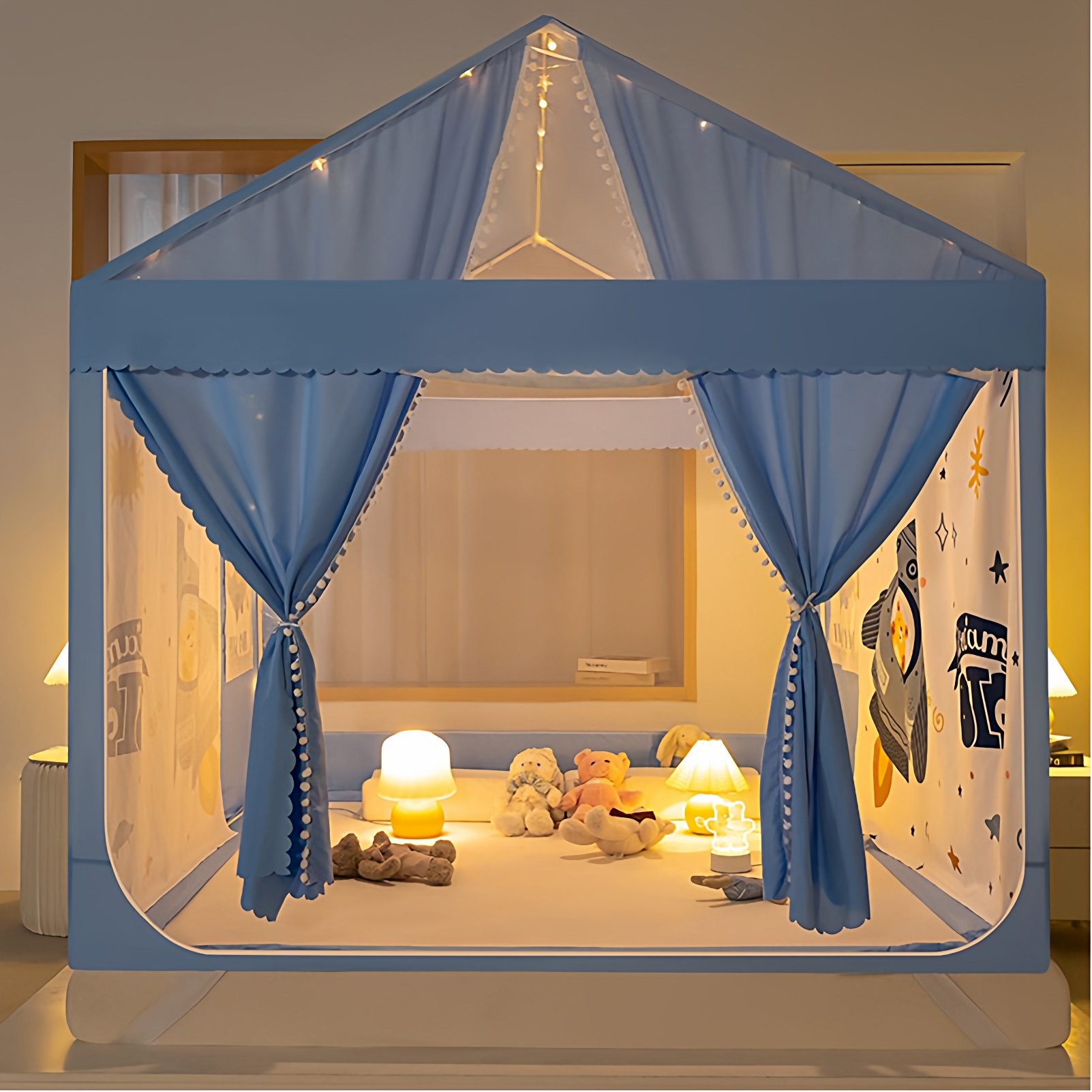 儿童蚊帐2025新款家用婴儿防摔全底可拆洗公主风帐篷支架蒙古包,淘宝优惠券,粉丝福利购,淘宝优惠卷