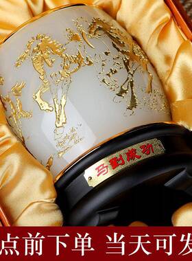 马到成功琉璃11111510玉筒摆件笔老师老板公室桌面实用商摆件高档