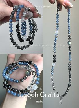 【蓝蛮】天然银曜石蓝晶月光多圈新中式手链小众中性925纯银送礼