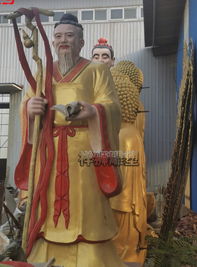 祥狮雕塑黄铜彩绘月老神像定制