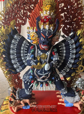 黄铜贴金大威德金刚佛像摆件定制