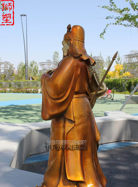 纯黄铜铸造关公佛像大型摆件定制