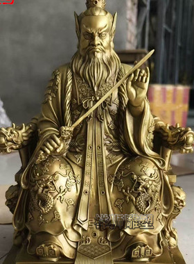 祥狮雕塑黄铜铸造张天师神像大型