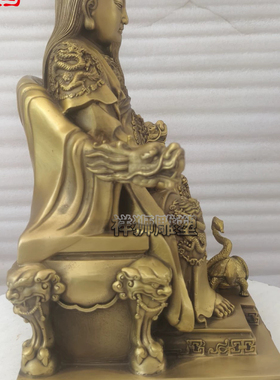 纯黄铜铸造真武大帝神像定制摆件