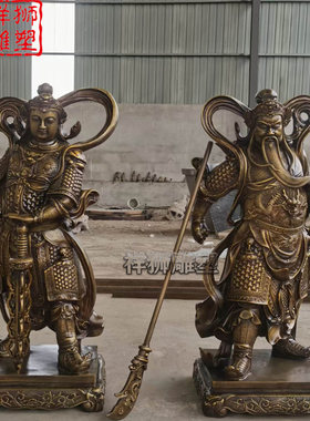 纯黄铜韦陀菩萨佛像佛堂摆件定制