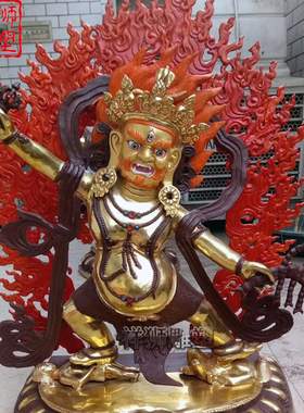 纯铜密宗愤怒莲师佛像鎏金铸造