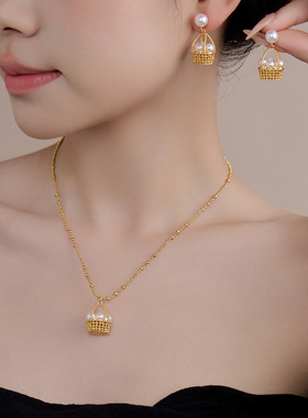 VIAStudio编织镂空花篮耳环