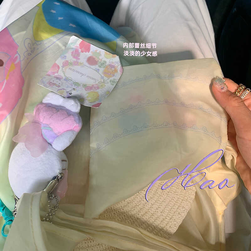 好好好商店!手绘可爱双子星环保袋便携可折叠便携大容量买菜包 - 图0