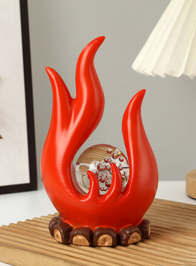 红色火焰水晶球摆件创意家居装饰工艺品客厅玄关桌面氛围感摆件