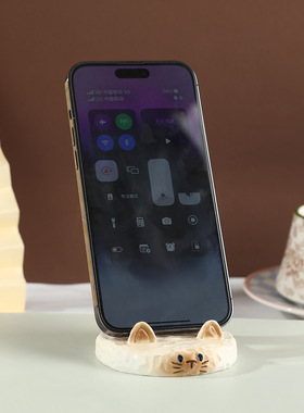 暹罗猫手机支架树脂工艺品家居桌面手机支架猫咪尾巴手机支架摆件