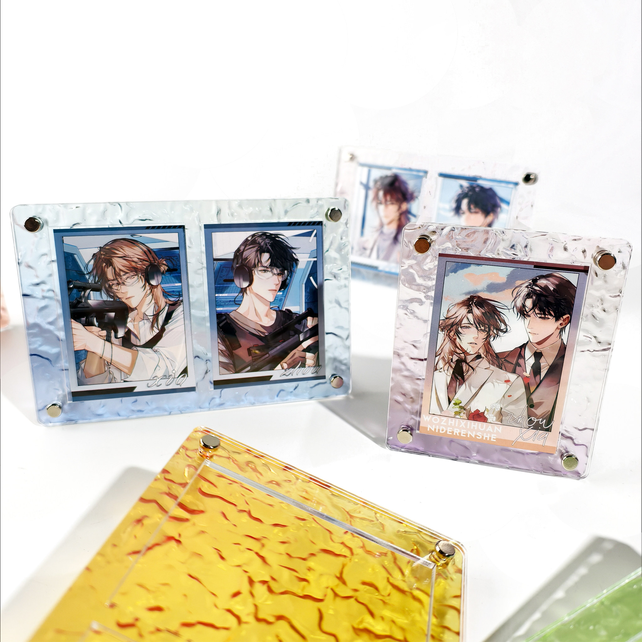 亚克力水波纹卡框3寸渐变高透双联小卡拍立得相框谷美卡套展示架,淘宝优惠券,粉丝福利购,淘宝优惠卷