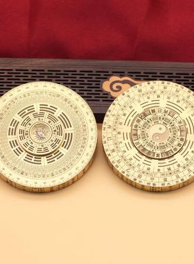 黄铜罗盘陀螺指尖双面旋转64卦太极八卦减压手把件随身便携指南针