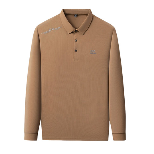 罗蒙无痕长袖polo衫t恤男士秋季商务休闲免烫透气翻领上衣打底衫