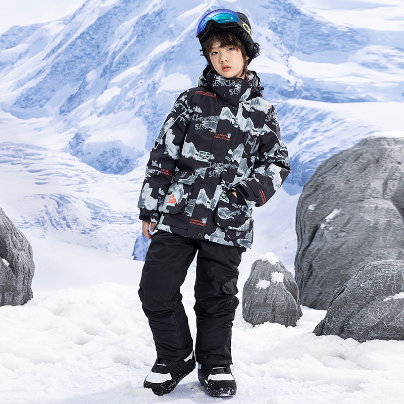 儿童滑雪服套装女童冬季户外防风防泼水保暖加厚滑雪衣裤新款