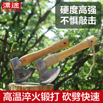 Nemanax Outdoor Camping God Instrumental Wood Handle Axe Forged Steel Forging Tool Axe Felling axe chopping and chopping wood