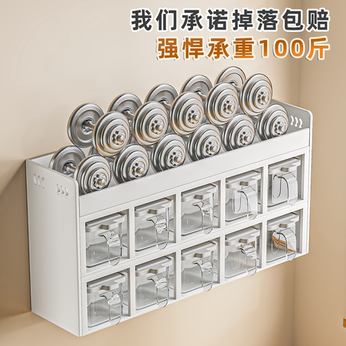 不锈钢厨房置物架免打孔上墙调味架壁挂调味料收纳盒多功能收纳架 - 图3