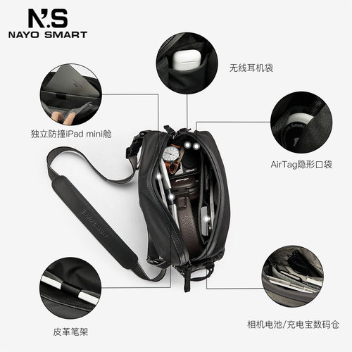 nayosmart2025新款男士斜挎单肩包外出便携通勤风邮差包女户外UL1 - 图2