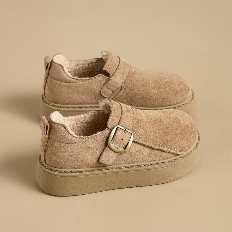 2025新款加绒勃肯鞋女厚底保暖一脚蹬休闲皮带扣棉鞋增高雪地女靴,淘宝优惠券,粉丝福利购,淘宝优惠卷