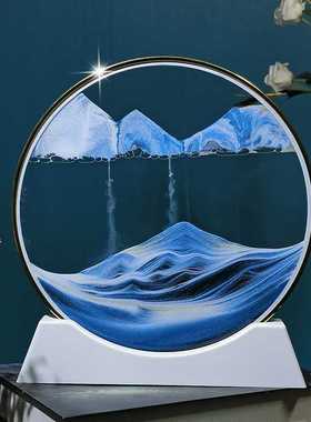 新款直销创意圆形流沙画超薄金框7寸12寸沙漏摆件工艺品客厅装饰