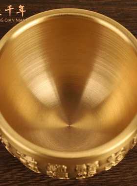 新款直销铜匠千年黄铜百福杯黄铜工艺品摆件供杯茶杯茶具茶道商务