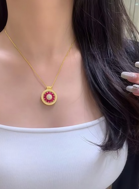 古法金包银旋转八宝罗盘吊坠项链