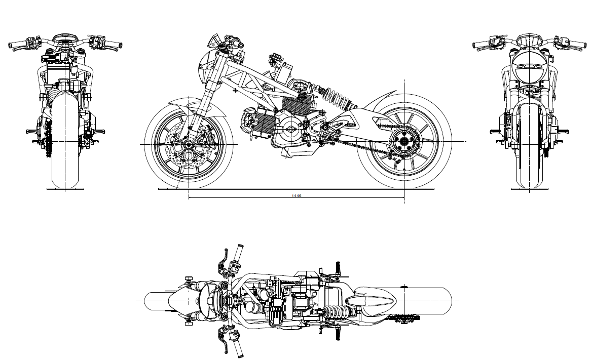 杜卡迪1100怪兽摩托赛车设计图纸3D模型建模工业设计摩托车图纸-图0