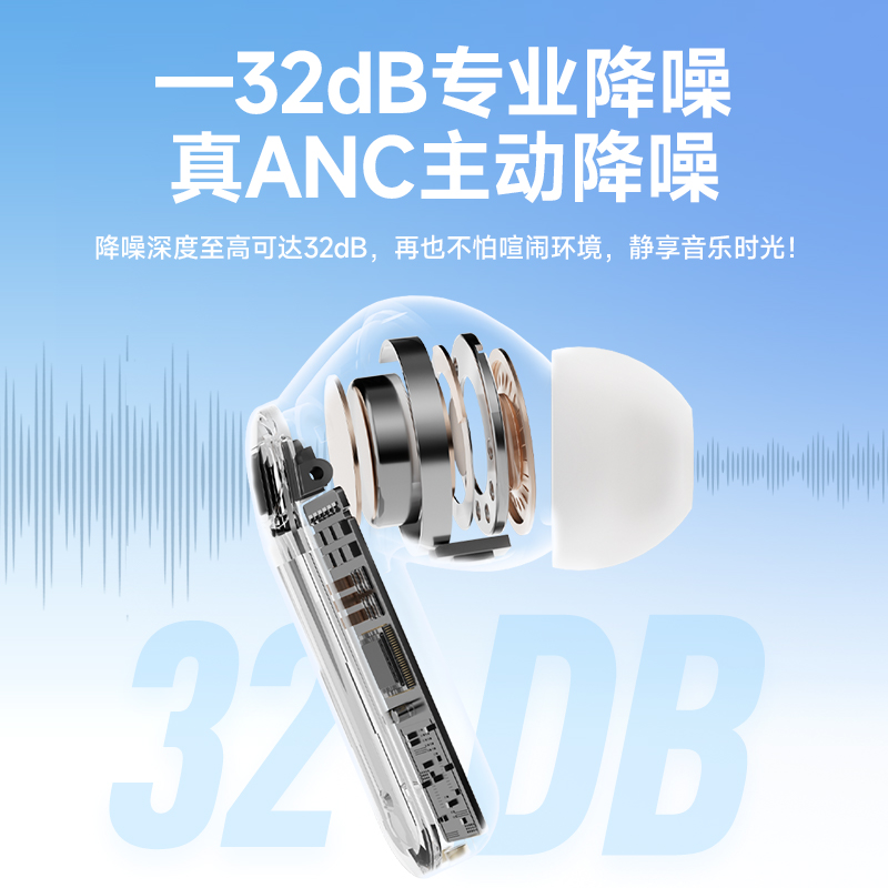 QQ音乐ET61蓝牙耳机入耳式无线降噪跑步2025新款超长续航大电量