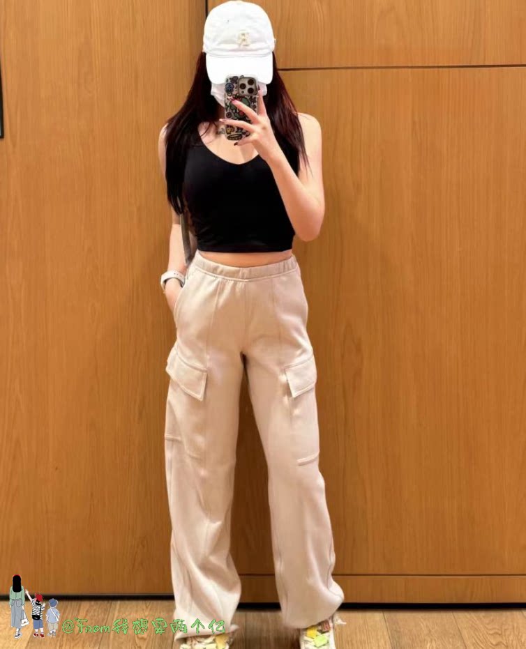 新品 女团神裤~From推荐显瘦工装裤运动宽松Coton直筒阔腿裤女 秋