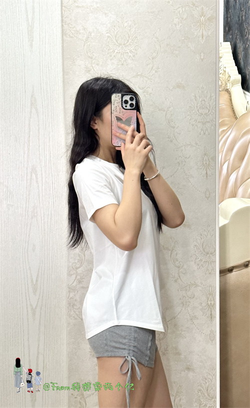 新品~From Lu Love crew显瘦舒适弧形宽松短袖运动健身瑜伽T恤女 - 图2