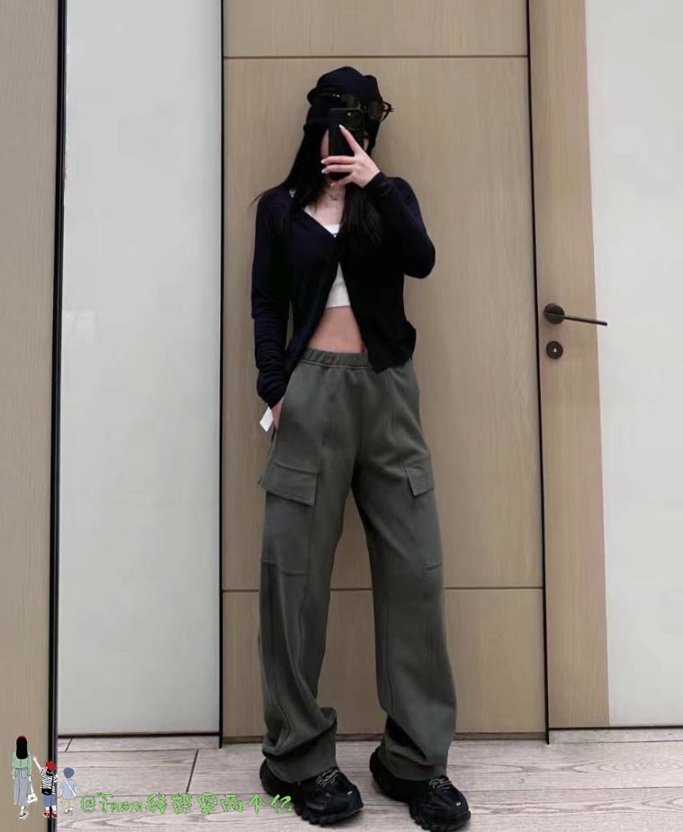 新品 女团神裤~From推荐显瘦工装裤运动宽松Coton直筒阔腿裤女 秋