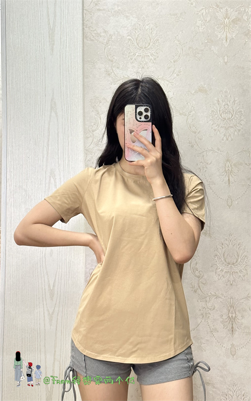 新品~From Lu Love crew显瘦舒适弧形宽松短袖运动健身瑜伽T恤女 - 图0