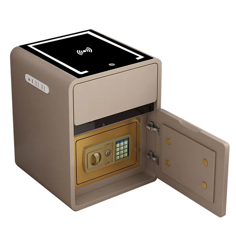 智能实木床头柜保险箱一体简约家用卧室带锁轻奢高级感小型保险柜,淘宝优惠券,粉丝福利购,淘宝优惠卷