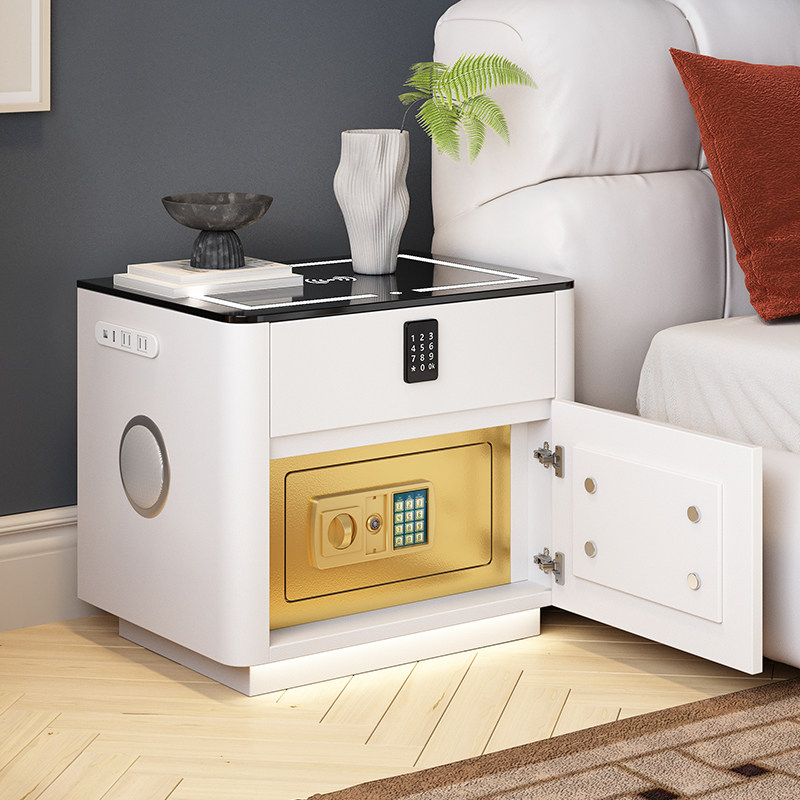 智能实木床头柜保险箱一体简约家用卧室带锁轻奢高级感小型收纳柜,淘宝优惠券,粉丝福利购,淘宝优惠卷