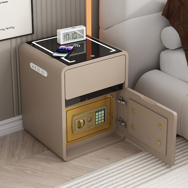 智能实木床头柜保险箱一体简约家用卧室带锁轻奢高级感小型保险柜,淘宝优惠券,粉丝福利购,淘宝优惠卷