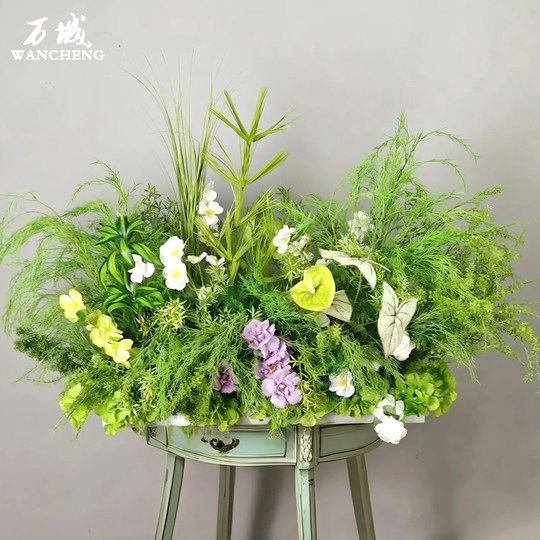 森系婚礼地排花结婚路引花婚礼花排迎宾花路引仿真花布置装饰花艺