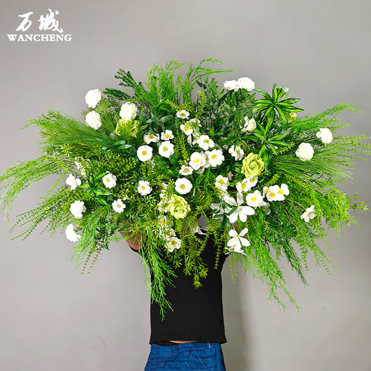森系婚礼地排花结婚路引花婚礼花排迎宾花路引仿真花布置装饰花艺