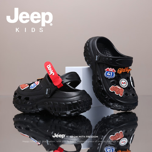 jeep吉普儿童洞洞鞋男童拖鞋夏季新款防滑软底凉拖男孩沙滩鞋凉鞋 - 图3