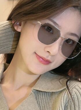 2025新款多边形变色眼镜近视女款可配有度数墨镜方圆脸显脸小眼镜