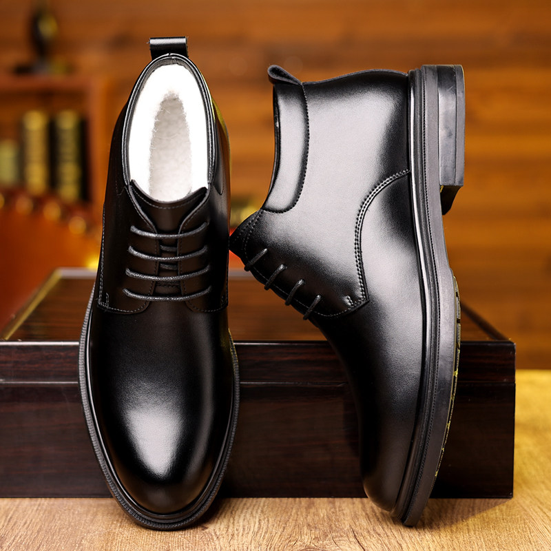 男士棉鞋冬季加绒保暖加厚皮靴厚绒皮毛一体靴子商务软皮高帮皮鞋,淘宝优惠券,粉丝福利购,淘宝优惠卷