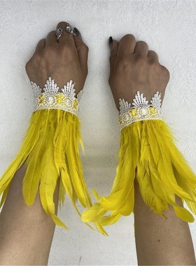 跨境羽毛手环万圣节表演舞会羽毛腕带哥特式羽毛手腕配饰配件袖口