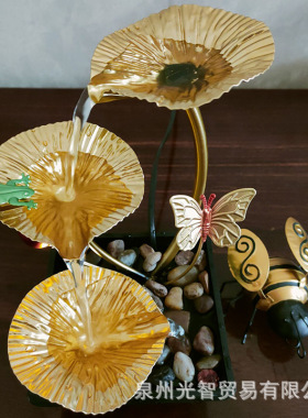 厂家直销北欧轻奢家居饰品铁艺流水摆件加湿器桌面摆件办公室