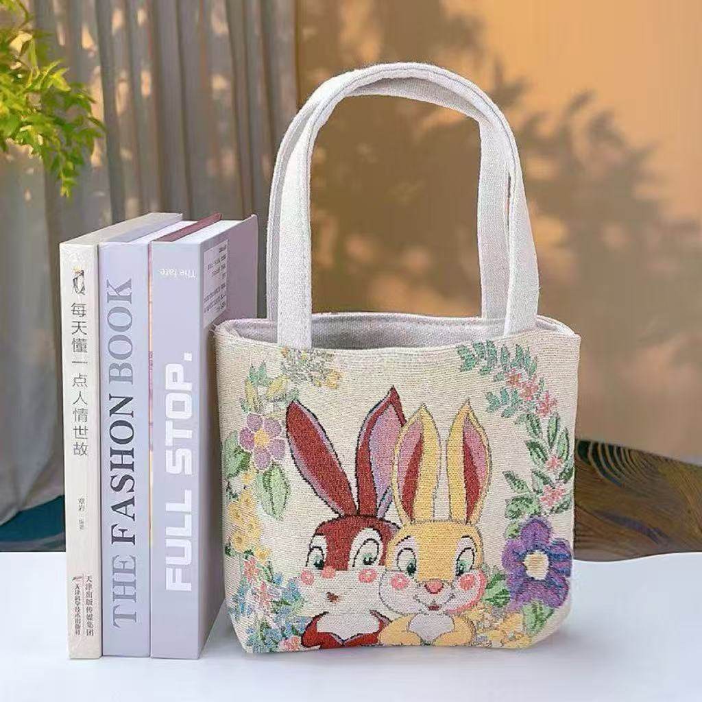 双面刺绣帆布包手提包手拎外出百搭精致手提袋手机包上班小拎包,淘宝优惠券,粉丝福利购,淘宝优惠卷