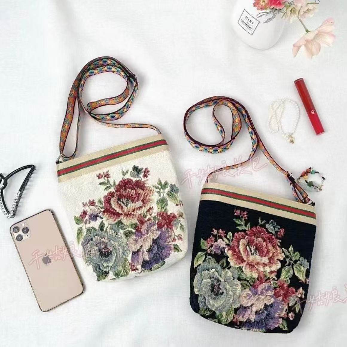 百搭单肩斜挎包双面金丝提花刺绣帆布包手提包上班通勤包有内拉链,淘宝优惠券,粉丝福利购,淘宝优惠卷