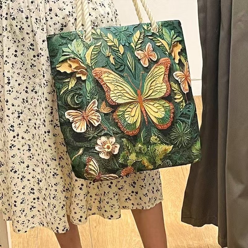 双面金丝刺绣可爱兔子单肩帆布包手拎外出大容量手提包学习补习袋,淘宝优惠券,粉丝福利购,淘宝优惠卷