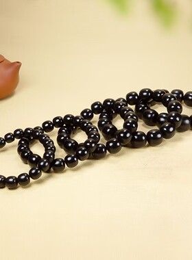 和田玉黑羊脂墨老型珠手