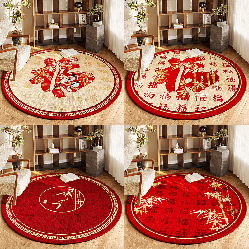 Linen Pfaff round carpet chair mat high-end non-slip and anti-wear bedroom study chair rocking chair computer chair floor mat
